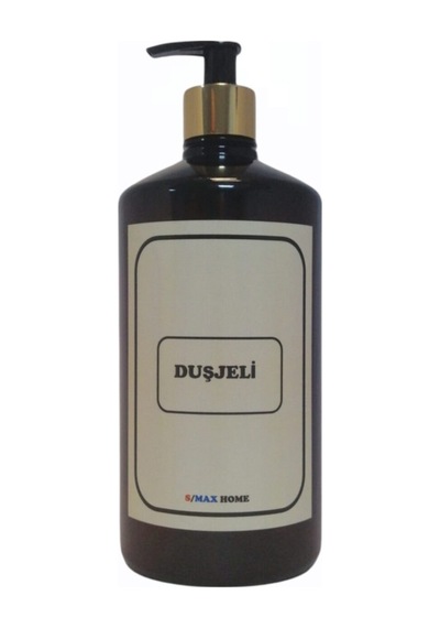 Amber Cam Görünümlü Plastik Şişe Pompalı 1000 Ml Duş Jeli Etiketli Amber Amber
