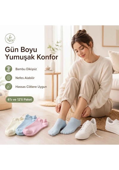 Çorap Giyim Kadın Bambu Dikişsiz Patik Çorap 12 Li Paket Yumuşak, Nefes Alan, Nem Emici Kısa Konç Günlük Çorap Krem, Mavi, Pembe Çok Renkli Çorap Giyim Kadın Bambu Dikişsiz Patik Çorap 12 Li Paket Yumuşak, Nefes Alan, Nem Emici Kısa Konç Günlük Çorap Krem, Mavi, Pembe Çok Renkli