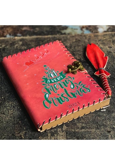 Yılbaşı Tasarımlı Deri Defter