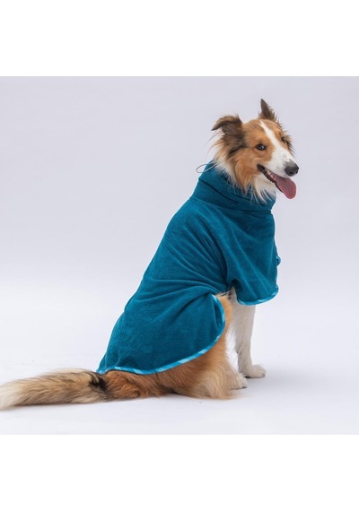 Mavi Bogota Köpek Bornozu-köpek Kurulama Havlusu- Kedi Köpek Kıyafeti