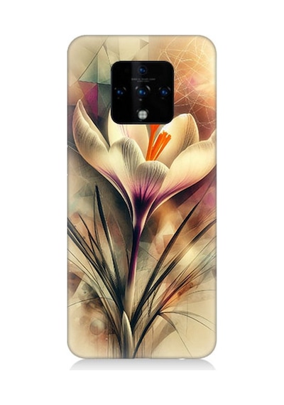 Tecno Camon 16 Uyumlu Soyut Çiçek Fırça Darbesi Desenli Silikon Kılıf Çok Renkli