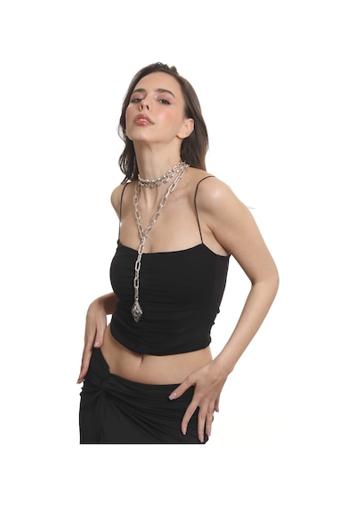 Labalaba Kadın Antik Gümüş Kaplama 2' Li Fleur De Lys Uçlu Kolye& Choker Gümüş