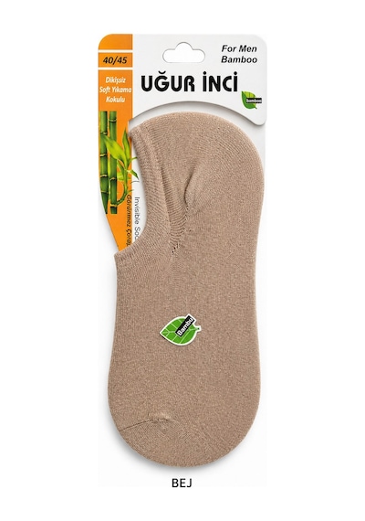 Uğur İnci Erkek Bambu Babet Çorap Dikişsiz Yumuşak 3'lü Paket Bej