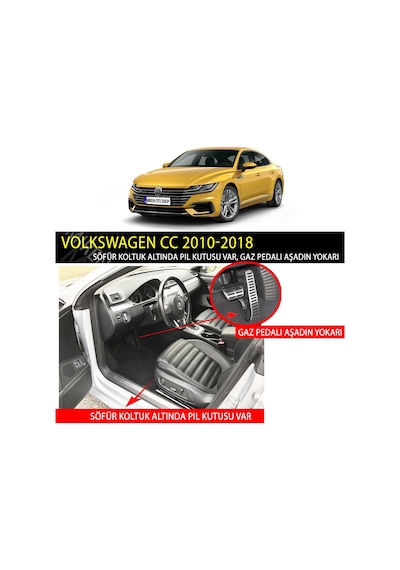 Volkswagen Cc 2010-2018 5D Havuzlu Suni Deri Oto Paspas N11.4442