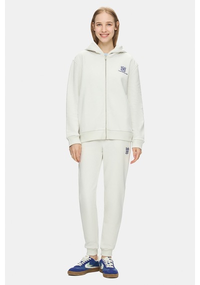 Ucla Esther Kemik Rengi Fermuarlı Ve Cepli Nakışlı Loose Fit Kadın Sweatshirt Kemik Rengi