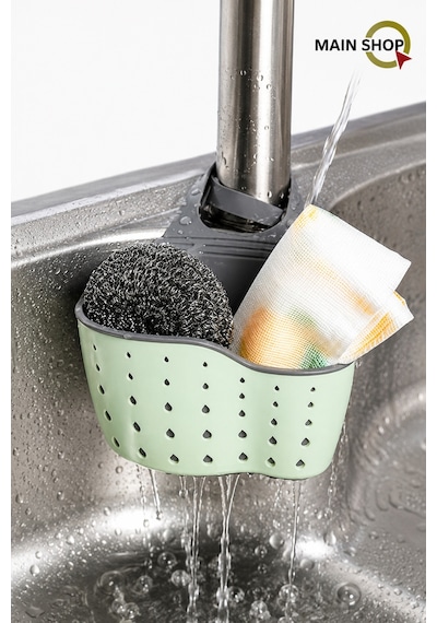 Mainshop 1 Adet Modern Silikon Askılı Mutfak Sepeti, Kayışlı Lavabo Süngerlik, Mutfak Ve Banyo M-1889 Çok Renkli