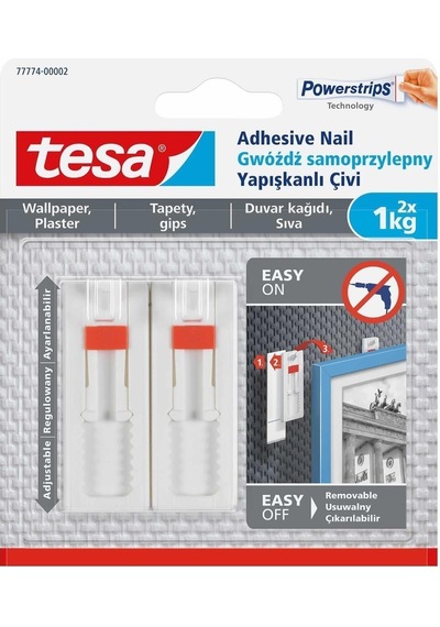 Yapışkanlı Askı - Çivi, İz Bırakmadan Sökülebilir, Duvar Ve Duvar Kağıdı İçin, 1 Kg X 2 Adet Diğer