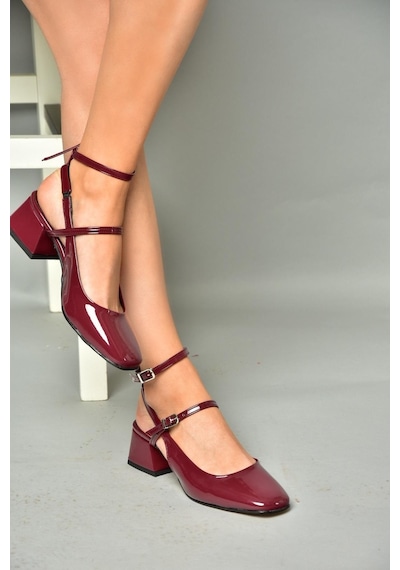Fox Shoesp654137008 Bordo Rugan Mary Jane Alçak Topuklu Kadın Ayakkabı Maryjane Bordo