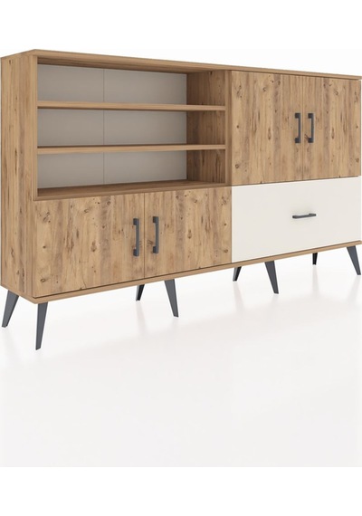 Arges Konsol 5 Raflı Tek Çekmeceli 4 Kapaklı 176x30x99 Çam-çam/ay Çam-çam/aytaşı Arges Konsol 5 Raflı Tek Çekmeceli 4 Kapaklı 176x30x99 Çam-çam/ay Çam-çam/aytaşı