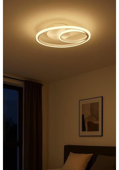 Okka Beyaz Renk Modern Tasarım Yemek Masası Üstü - Mutfak - Salon Beyaz Led 2 Li Avize Beyaz