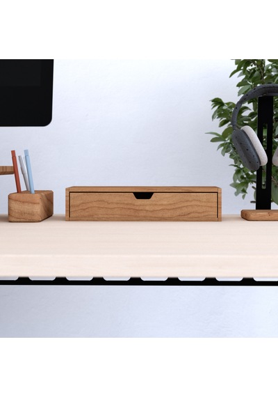 Desna Tek Katlı Tek Çekmeceli Dolap - Kiraz 34 Cm Uzunluk X 12.1 Cm Derinlik X 7.2 Cm Woodsaka Doğal Ahşap