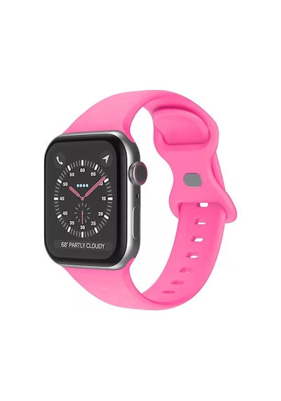 Wozlo Apple Uyumlu iOS Watch 1, 2, 3, 4, 5, 6, 7, Se Silikon Kordon Kayış - S-m Beden 42/44/45mm - Pembe