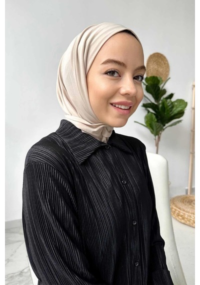 Kahijab Çıtçıtlı Bone - Bej - Standart Bej