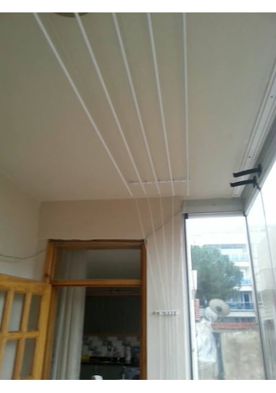 Güneş Asansörlü Çamaşır Askısı Çamaşırlık 7 Çubuklu 100 CM Gümüş