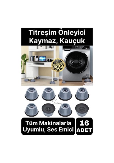16lı Gürültü Engelleyici Kaymaz Titreşim Önleyici Kauçuk Ayak Ped Çamaşır Makinesi Beyaz Eşya Stoper