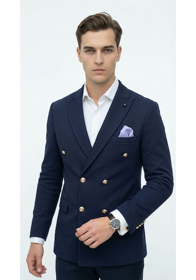 Plus Scorpion Erkek Kruvaze Blazer Ceket Slim Fit Premium Dokulu Şık Klasik Ceket Lacivert Plus Scorpion Erkek Kruvaze Blazer Ceket Slim Fit Premium Dokulu Şık Klasik Ceket Lacivert