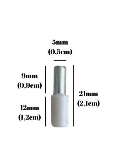 Metal Beyaz 5mm Geçme Raf Pimi Dolap Raf Altı Pimi 5mm Metal Beyaz 12 Adet Beyaz