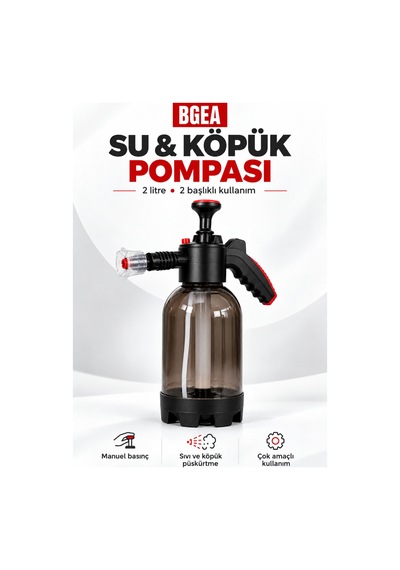 Bgea Premium Yüksek Basınçlı 2 Başlıklı Su & Köpük Pompası Kimyasal Dayanımlı- 2 Litre Çok Amaçlı Kullanım- Sıvı & Köpük Püskürtücü
