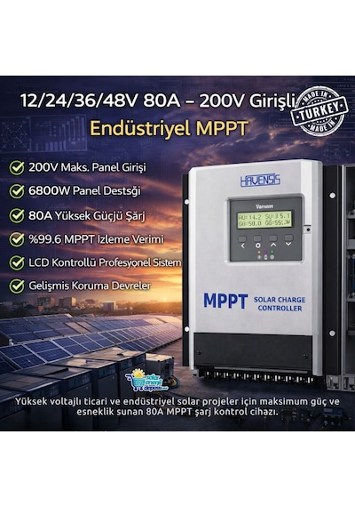 Havanesis Solar-80amps-200 12/24/36/48v 80a Mppt Şarj Kontrol Cihazı S80amps200