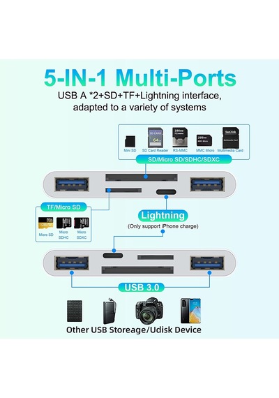 4702 Usb 3.0 Type-c Lightning To Sd, Tf Otg Kart Okuyucu Çevirici