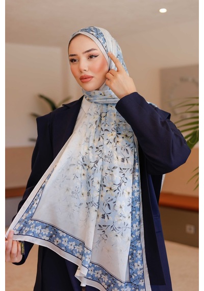 Mimiyum Lemon Flower Nayf İpek Şal - Krem
