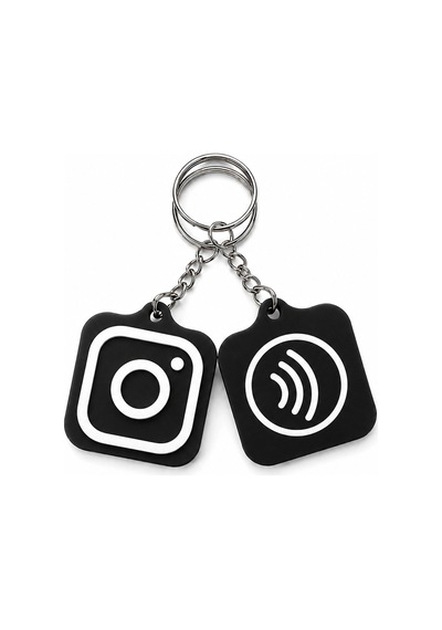 Sosyal Medya İkonlu Kişiselleştirilebilir Nfc Anahtarlık Siyah