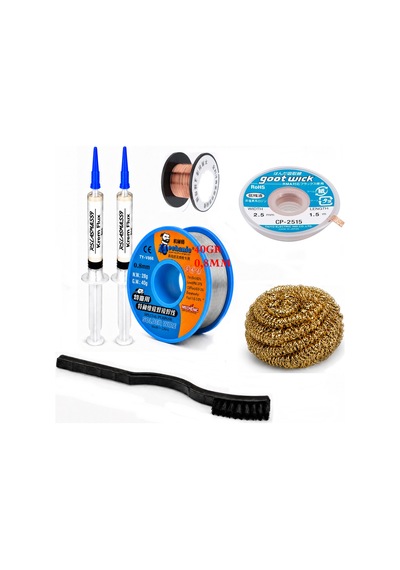 Lehim Seti 0,8 Mm 40 Gr Lehim Teli Flux Cp-2515 Lehim Emme Ve Yol Çekme Teli Temizleme Set St446