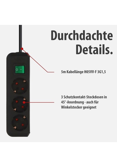 Brennenstuhl Eco-line 3'lü Priz Çocuk Emniyetli Priz, Şalter Ve