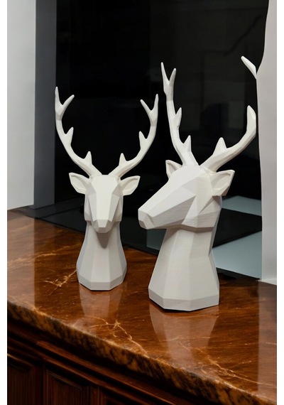 2'li Set Geyik Figürlü Modern Dekoratif Pinterest Biblo 22cm/19cm Dekoratif Geyik, Pinterest
