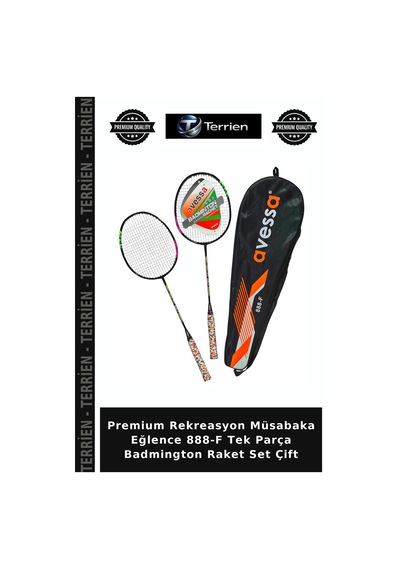Premium Rekreasyon Müsabaka Eğlence 888-f Tek Parça Badmington Raket Set Çift