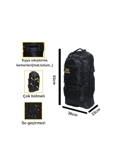 Baggor Siyah 65 L Outdoor Sırt Çantası