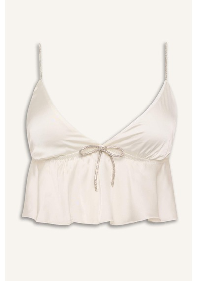 Defacto Regular Fıt Saten Ecru Pijama Üst G1175ax26sper77 Ekru-er77