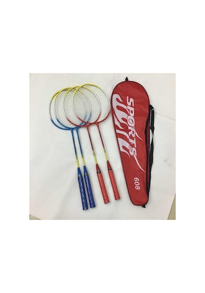 2 Adet Badminton Raketi Ve Çantası + Badminton Topu Deluxe Yüksek Kalite Set Mavi Renk