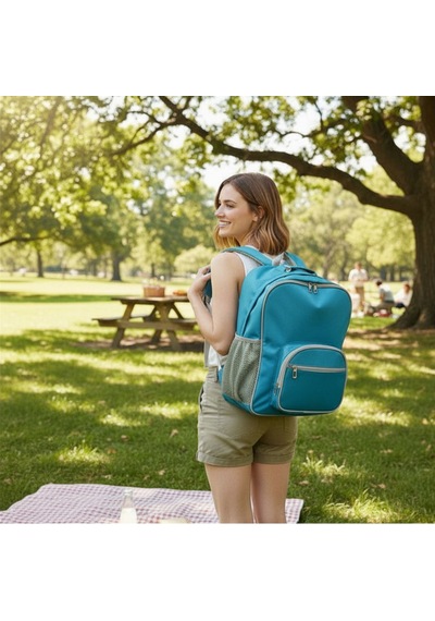 Termal Piknik Sırt Çantası 20 Lt İzolasyonlu Bölmeli Outdoor & Kamp Çantası-309 Mavi