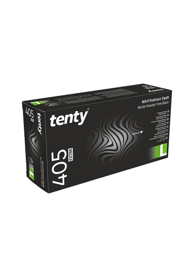 Tenty 405 Extra Pudrasız Nitril Eldiven L Beden Siyah 100'lü