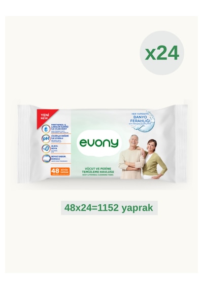 Vücut ve Perine Temizlime Havlusu 48 Büyük Yaprak 24 Adet