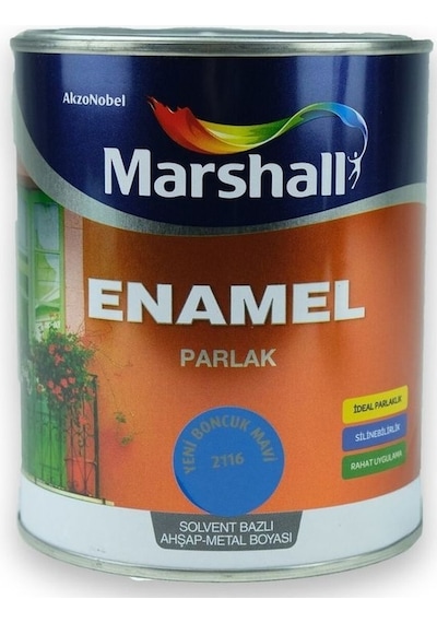 Marshall Enamel Parlak Ahşap Metal Boyası Boncuk Mavi 2,5 L