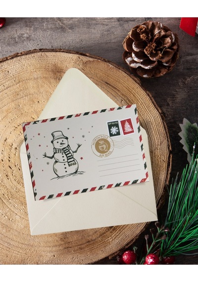 Yılbaşı Kardan Adam Kartpostal Ve Zarf Seti, Yeniyıl, Noel, Tebri