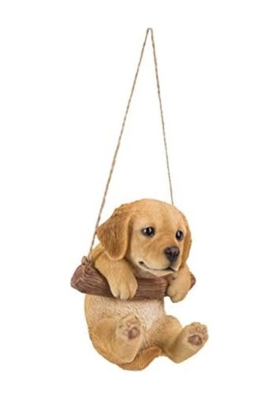 Hi-line Gift Ltd Hi Line 87704-ı Asılı Golden Retriever Köpek Yavrusu Dış Mekan Heykelcik, Taba Kahverengi