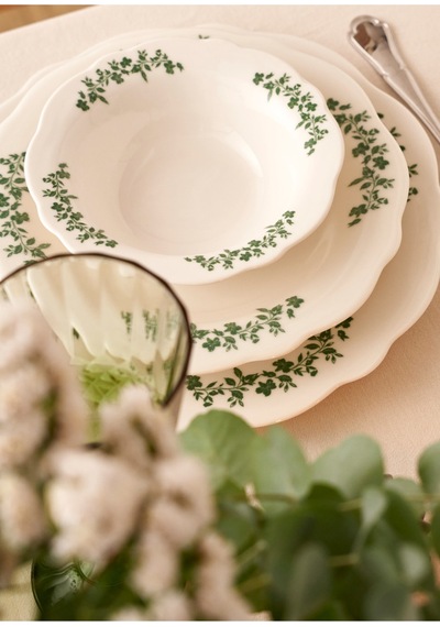 Bella Maison Lilly Porselen 24 Parça 6 Kişilik Yemek Takımı Yeşil Yeşil