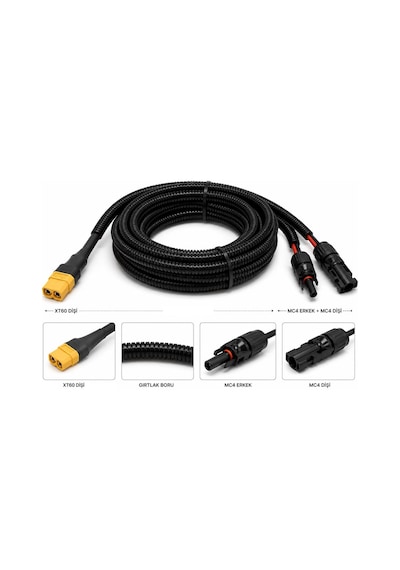 Mc4-xt60 Dişi Solar Kablosu 10 Metre 12 Awg