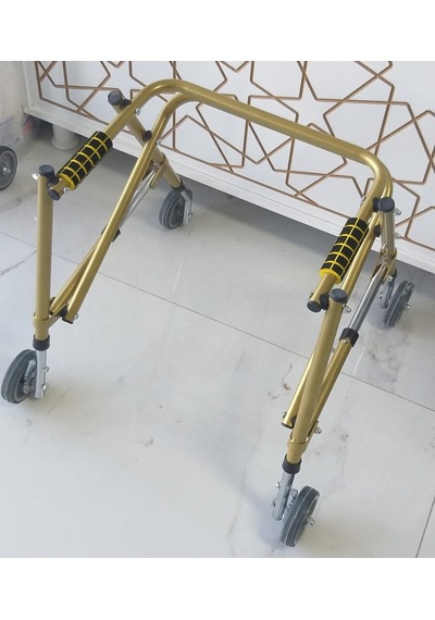 Çocuk Dört Tekerlekli Frenli Katlanabilir Ters Walker Küçük