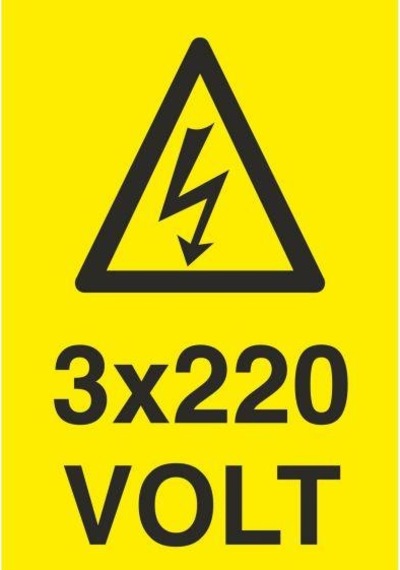 3x220 Volt Uyarı Levhası 40x60cm