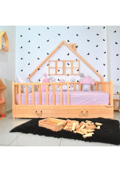 Markaawm Markaawm Montessori Çocuk Yatak Yavrulu 90X190 Karyola Ağacı Akçaağaç