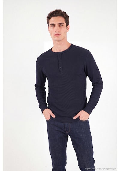 Buratti Pamuklu Regular Fit Düğmeli Bisiklet Yaka Sweat Erkek Sweat 5905852 Lacivert