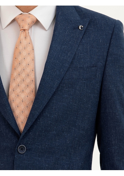 Cacharel Lacivert Slim Fit Keten Karışımlı Takım Elbise Cacharel Lacivert Slim Fit Keten Karışımlı Takım Elbise