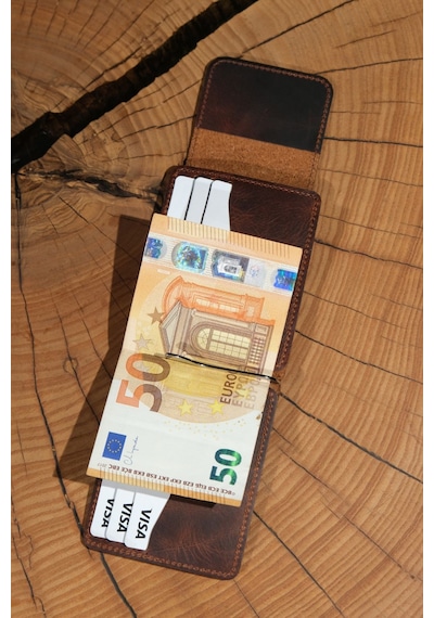 Lenax Leather Milano Hakiki Deri Cüzdan Kartlık Nakit Para Klipsli Bozuk Para Cepli Erkek Cüzdan Taba