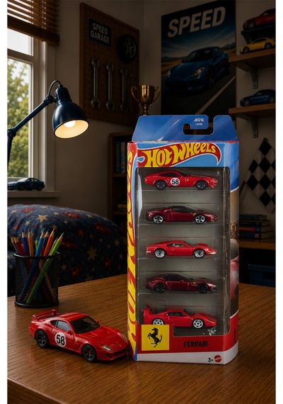 Hot Wheels Ferrari 5'li Özel Seri Seti - Klasik Ve Modern İtalyan Efsaneleri Metal Oyuncak Araba Seti Çok Renkli