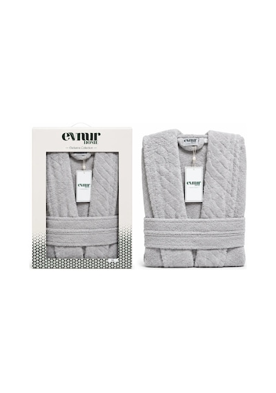 Evnur Home Tek Bornoz Kutulu Gri