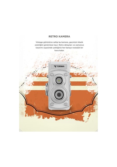 Torima CMR44 Mini Retro Dijital Fotoğraf Makinesi Beyaz